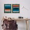 Stupell Industries Abstract Teal Stacked Colors 2 pc Framed Floater Canvas Wall Art Set Design by Victoria Barnes